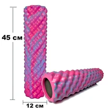 Масажний ролик EasyFit Bubbles 45 см Рожевий-блакитний