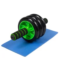 Ролик для пресу EasyFit з килимком Зелений (3 колеса)