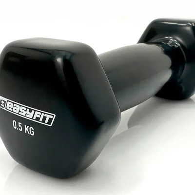 Гантель для фітнесу 0.5 кг EasyFit із вініловим покриттям чорна
