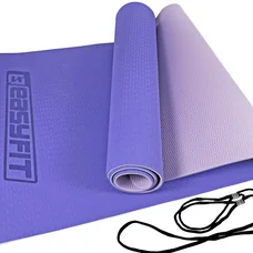 Килимок для йоги та фітнесу EasyFit TPE+TC 6мм двошаровий бузковий-св.бузковий