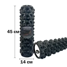 Масажний ролик EasyFit Grid Roller Extreme 45 см Чорний