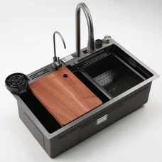 Кухонная мойка SMART & ART R003 7545BL PVD черная 