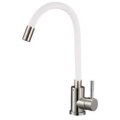 Смеситель для кухни SOLONE EZA4-F090КW, кухонный смеситель с гибким белым гусаком