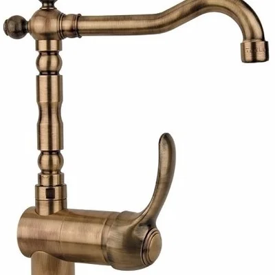 Змішувач для кухні Santan JAFAR 47ZZ5414 old bronze з боку ручкою, ретро
