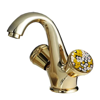 Смеситель для умывальника SANTAN MURRINE 186O0623 gold, с донным клапаном  