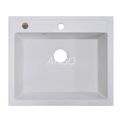Мийка для кухні ARGO Cubo 590х495х200 білий, з отвором для змішувача