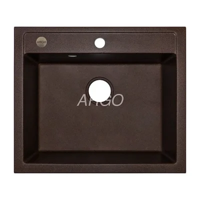 Мойка для кухни ARGO Cubo 590х495х200 мокко, с отверстием для смесителя