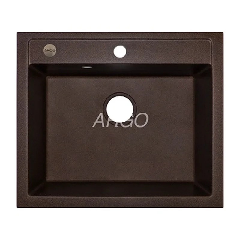 Мойка для кухни ARGO Cubo 590х495х200 мокко, с отверстием для смесителя