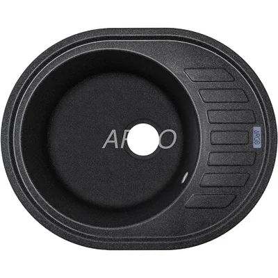Мийка для кухні ARGO Ovale 615х495х200 чорний, з отвором для змішувача