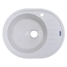 Мийка для кухні ARGO Ovale 615х495х200 білий, з отвором для змішувача