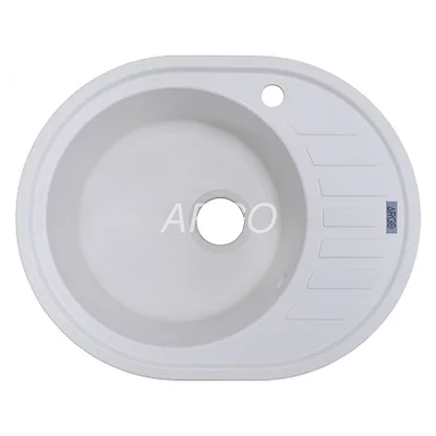 Мийка для кухні ARGO Ovale 615х495х200 білий, з отвором для змішувача