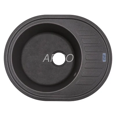 Мийка для кухні ARGO Ovale 615х495х200 сірий, з отвором для змішувача