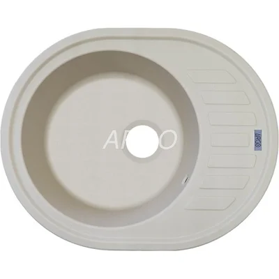 Мийка для кухні ARGO Ovale 615х495х200 айворі, з отвором для змішувача