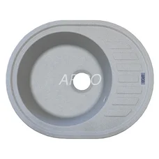 Мийка для кухні ARGO Ovale 615х495х200 світло сірий, з отвором для змішувача