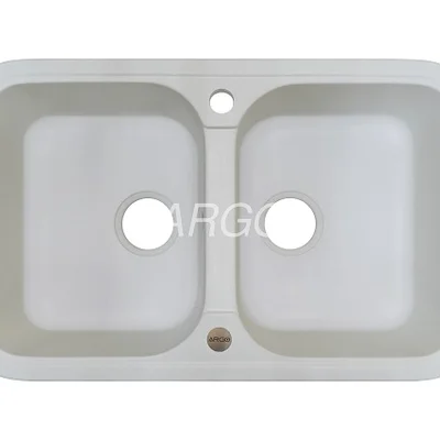 Мийка для кухні ARGO Gemelli 765х470х190 білий, з отвором для змішувача