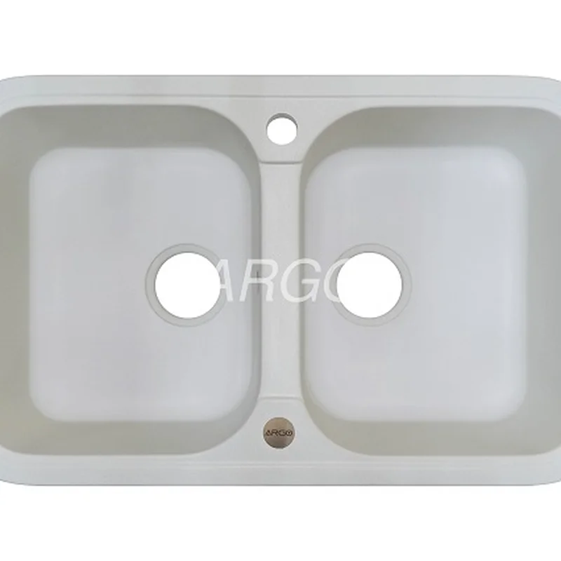 Мийка для кухні ARGO Gemelli 765х470х190 білий, з отвором для змішувача
