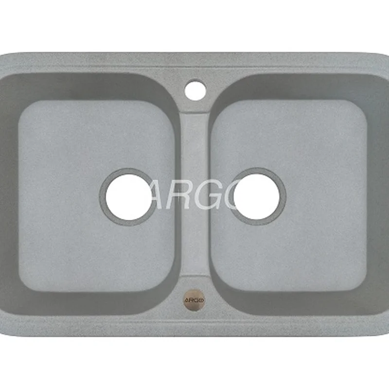 Мийка для кухні ARGO Gemelli 765х470х190 світло-сірий, з отвором для змішувача