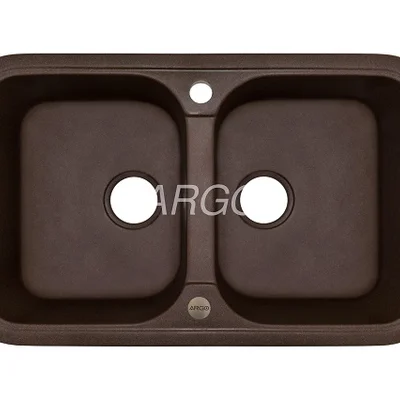 Мийка для кухні ARGO Gemelli 765х470х190 коричневий, з отвором для змішувача