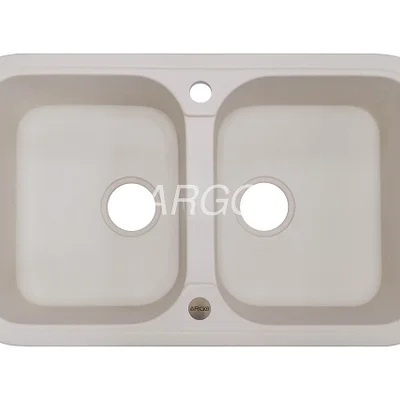 Мийка для кухні ARGO Gemelli 765х470х190 айворі, з отвором для змішувача