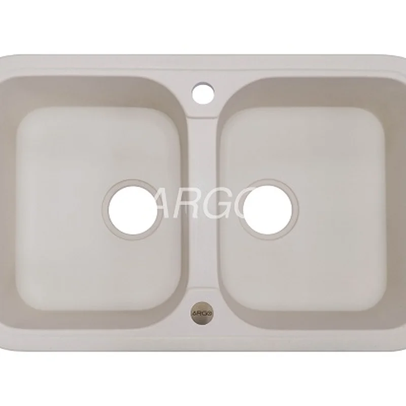 Мийка для кухні ARGO Gemelli 765х470х190 айворі, з отвором для змішувача