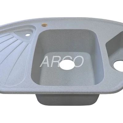 Мойка для кухни ARGO Trapezio 1045х575х190 светло серый, с отверстием для смесителя