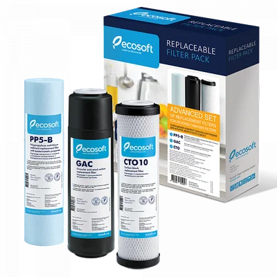 Покращений комплект картриджів ECOSOFT 1-2-3 для фільтрів зворотного осмосу