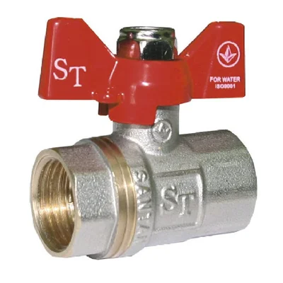 Кран шаровый для воды SANTAN 602, 1/2" внутренний –внутренний, красная бабочка