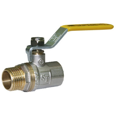 Кран шаровый для газа SANTAN 605, 3/4" внутренний –наружный, желтая ручка