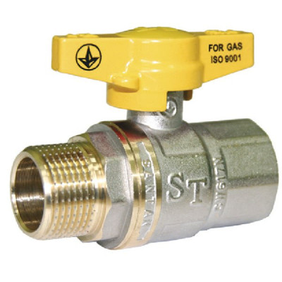 Кран шаровый для газа SANTAN PREMIUM 607, 3/4", наружный-внутренний, желтая бабочка 
