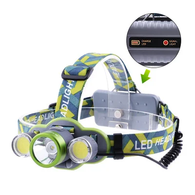 Фонарь налобный 2133-T6+2COB, ЗУ micro USB, 2х18650/3xAA, индикация заряда, signal light, Box