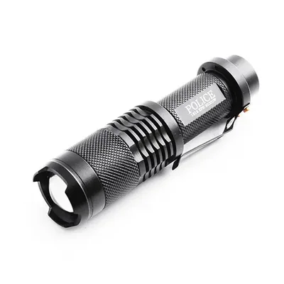 Фонарь металлический Poliсe 1812-T6, ЗП 220/12V, 1x18650, zoom, с клипсой