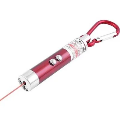 Фонарь брелок 117-2LED, лазер, карабин, 3xLR44