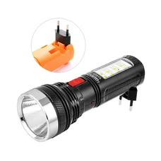 Ручной фонарь Luxury 227, 1W+8SMD, ЗУ 220V, встроенный аккумулятор (черный/оранжевый)