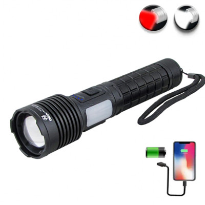 Ліхтар ручний яскравий BL-X721-P50+10SMD, червоний + білий, Power Bank, світильник, zoom, АКБ 18650, ЗП Type-C