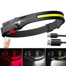 Фонарь налобный BL-W689/G28-LM+COB (white+red), сенсорный, Li-ion аккумулятор, ЗУ USB