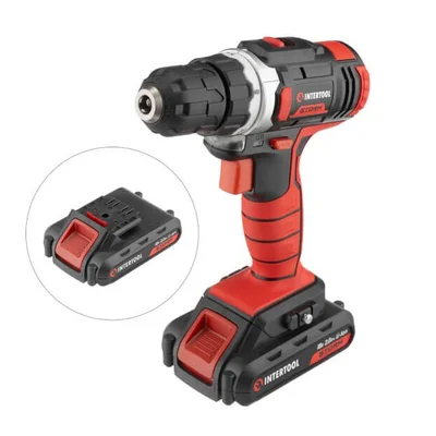 Дриль-шурупокрут акумуляторний Li-Ion 18 В, 25 Nm, 0-400/0-1500 об/хв., 2*2.0 Аг INTERTOOL WT-0314