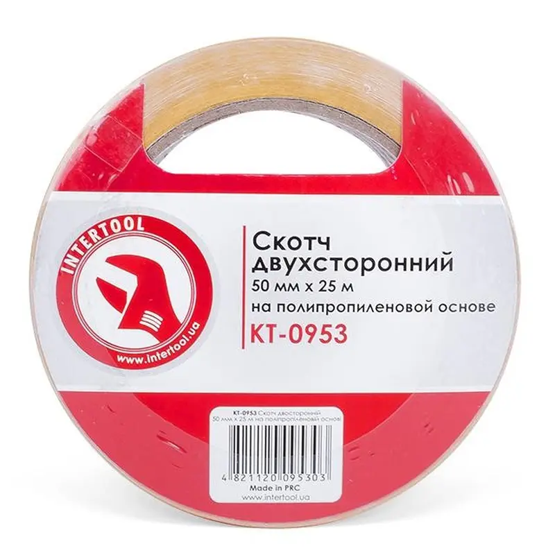 Скотч двосторонній 50мм * 25м на поліпропіленовій основі INTERTOOL KT-0953 Скотч двосторонній 50мм * 25м на поліпропіленовій основі INTERTOOL KT-0953