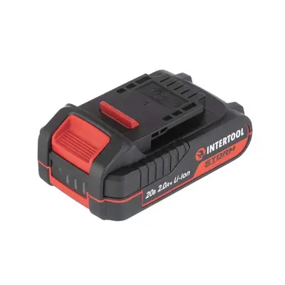 Акумулятор 20 В, Li-ion, 2.0 Аг, індикатор рівня заряду INTERTOOL WT-0340 Акумулятор 20 В, Li-ion, 2.0 Аг, індикатор рівня заряду INTERTOOL WT-0340