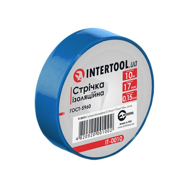 Стрічка ізоляційна, 17 мм * 10 м * 0.15 мм, синя INTERTOOL IT-0010