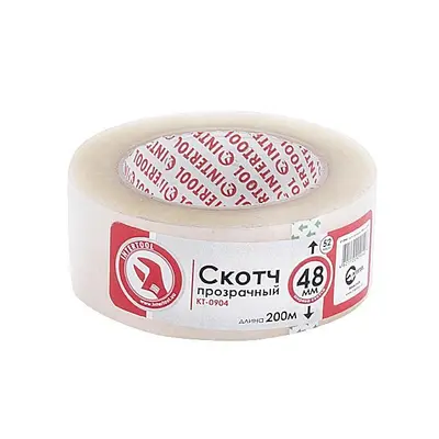 Скотч прозорий 45 мм * 200 м * 52 мкм INTERTOOL KT-0904 Скотч прозорий 45 мм * 200 м * 52 мкм INTERTOOL KT-0904