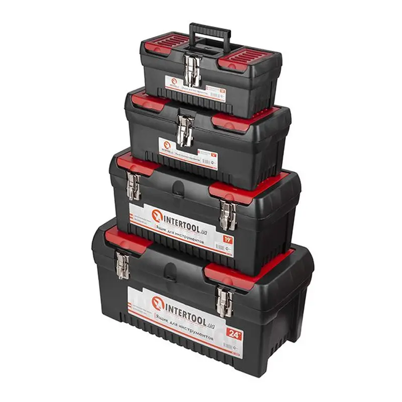 Комплект ящиків для інструментів з металевими замками, 4 од. INTERTOOL BX-0004 Комплект ящиків для інструментів з металевими замками, 4 од. INTERTOOL BX-0004