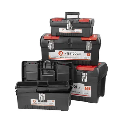Комплект ящиків для інструментів з металевими замками, 4 од. INTERTOOL BX-0004 Комплект ящиків для інструментів з металевими замками, 4 од. INTERTOOL BX-0004