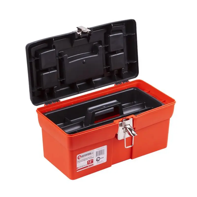 Ящик для інструментів, з металевими замками, 13", 330*180*165 мм INTERTOOL BX-1113 Ящик для інструментів, з металевими замками, 13", 330*180*165 мм INTERTOOL BX-1113