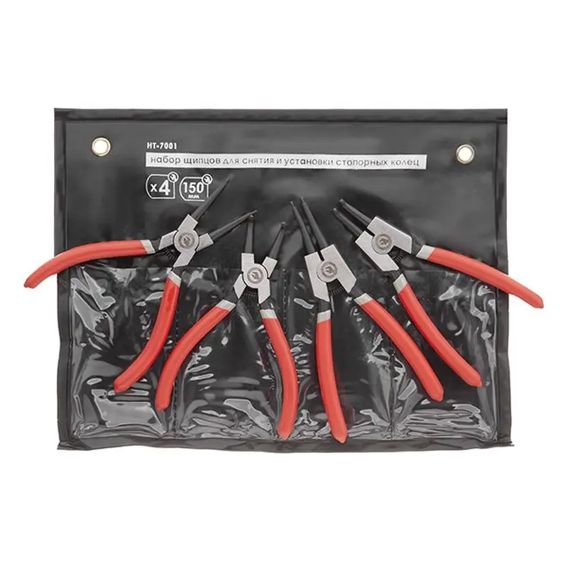 Набiр щипців для зняття і встановлення стопорних кілець 150 мм, 4 шт INTERTOOL HT-7001 Набiр щипців для зняття і встановлення стопорних кілець 150 мм, 4 шт INTERTOOL HT-7001