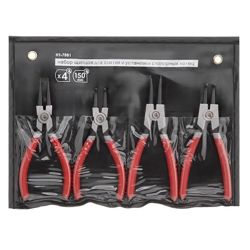 Набiр щипців для зняття і встановлення стопорних кілець 150 мм, 4 шт INTERTOOL HT-7001 Набiр щипців для зняття і встановлення стопорних кілець 150 мм, 4 шт INTERTOOL HT-7001