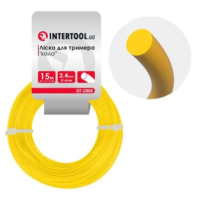 Лiска для тримера "коло", 2.4 мм x 15 м INTERTOOL DT-2303