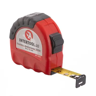 Рулетка з металевим полотном 3м x 16мм "EXTRA" INTERTOOL MT-0203 Рулетка з металевим полотном 3м x 16мм "EXTRA" INTERTOOL MT-0203