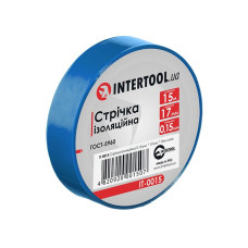 Стрічка ізоляційна, 17 мм * 15 м * 0.15 мм, синя  INTERTOOL IT-0015