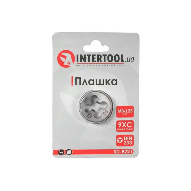 Плашка M8x1,25 мм INTERTOOL SD-8221 Плашка M8x1,25 мм INTERTOOL SD-8221