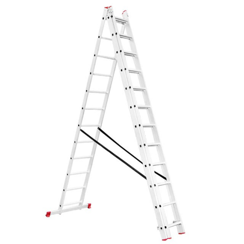 Драбина з алюмінію, 3-секційна універсальна розкладна, 3х12 сход., 7,89 м INTERTOOL LT-0312